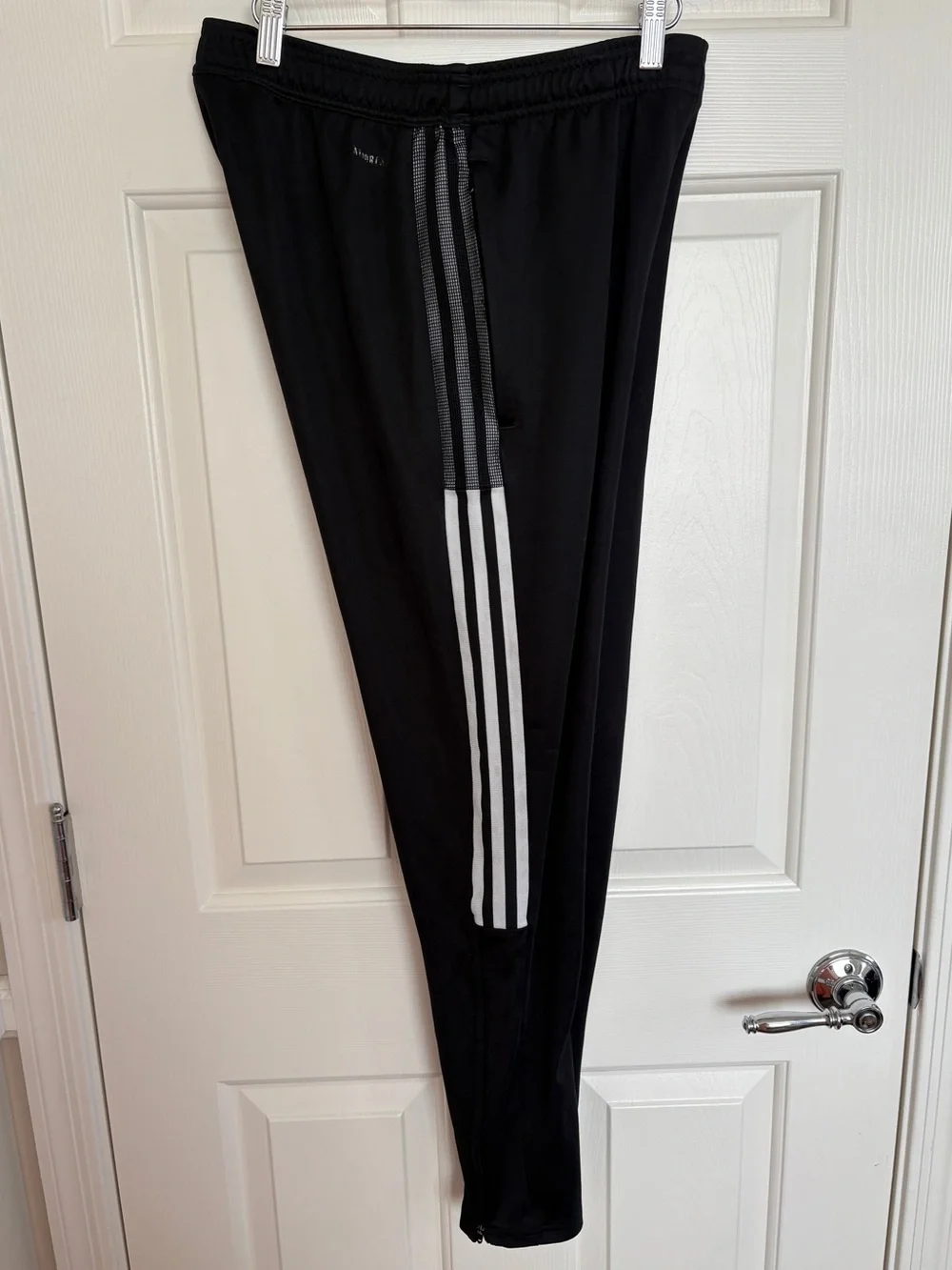 Adidas Black Track Pants w/ White Stripes & Mesh Panels